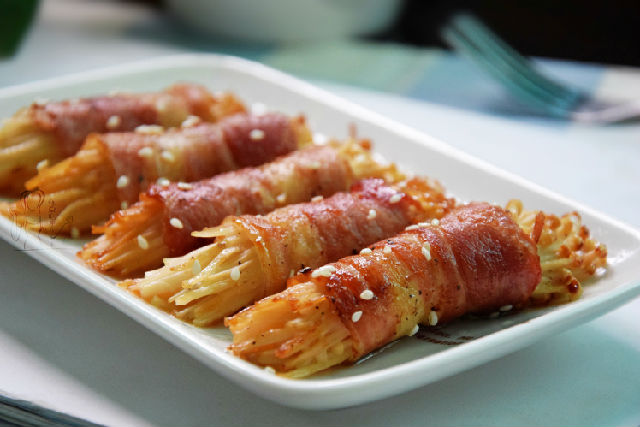 培根金针菇原味煎