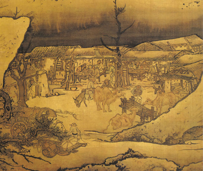 李寅雪岭盘车图