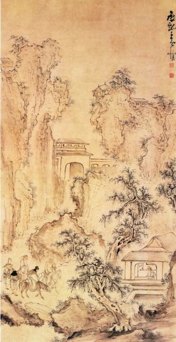 书画访友图 携琴访友图（清代黄慎创作的纸本水墨浅设色画）_百度百科