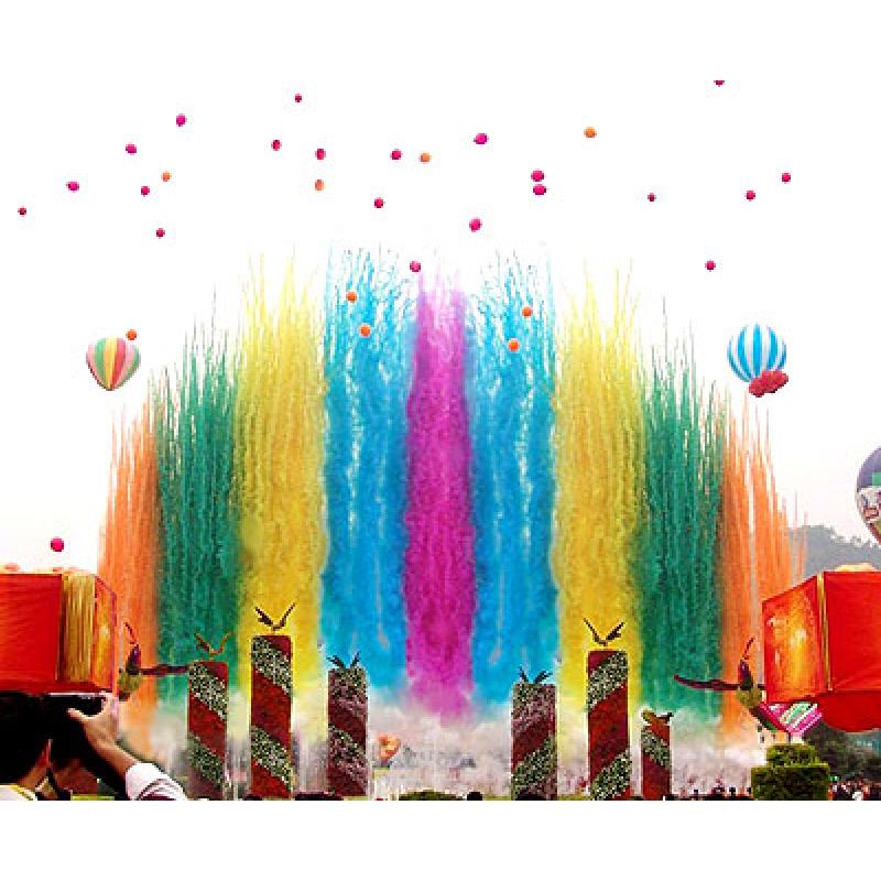  p>彩烟全名彩色烟雾,制利用化学制剂燃放生成的烟雾.