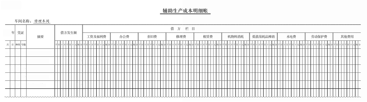辅助生产成本明细账