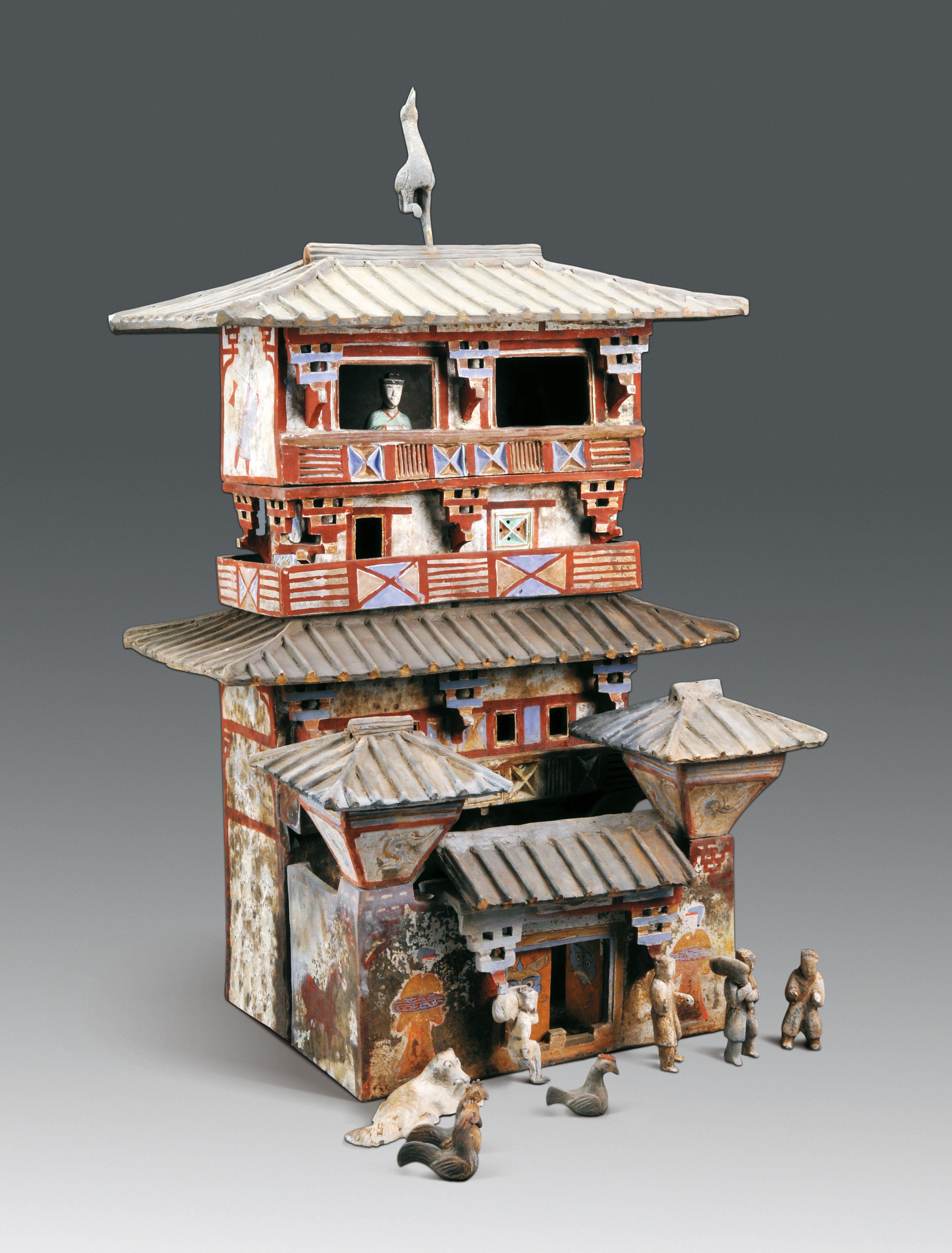 汉四层彩绘陶仓楼