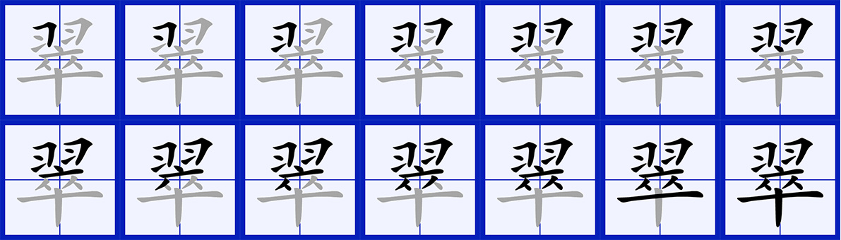  p>翠(拼音:cuì),是汉语通用规范一级字.此字始见于战国文字.