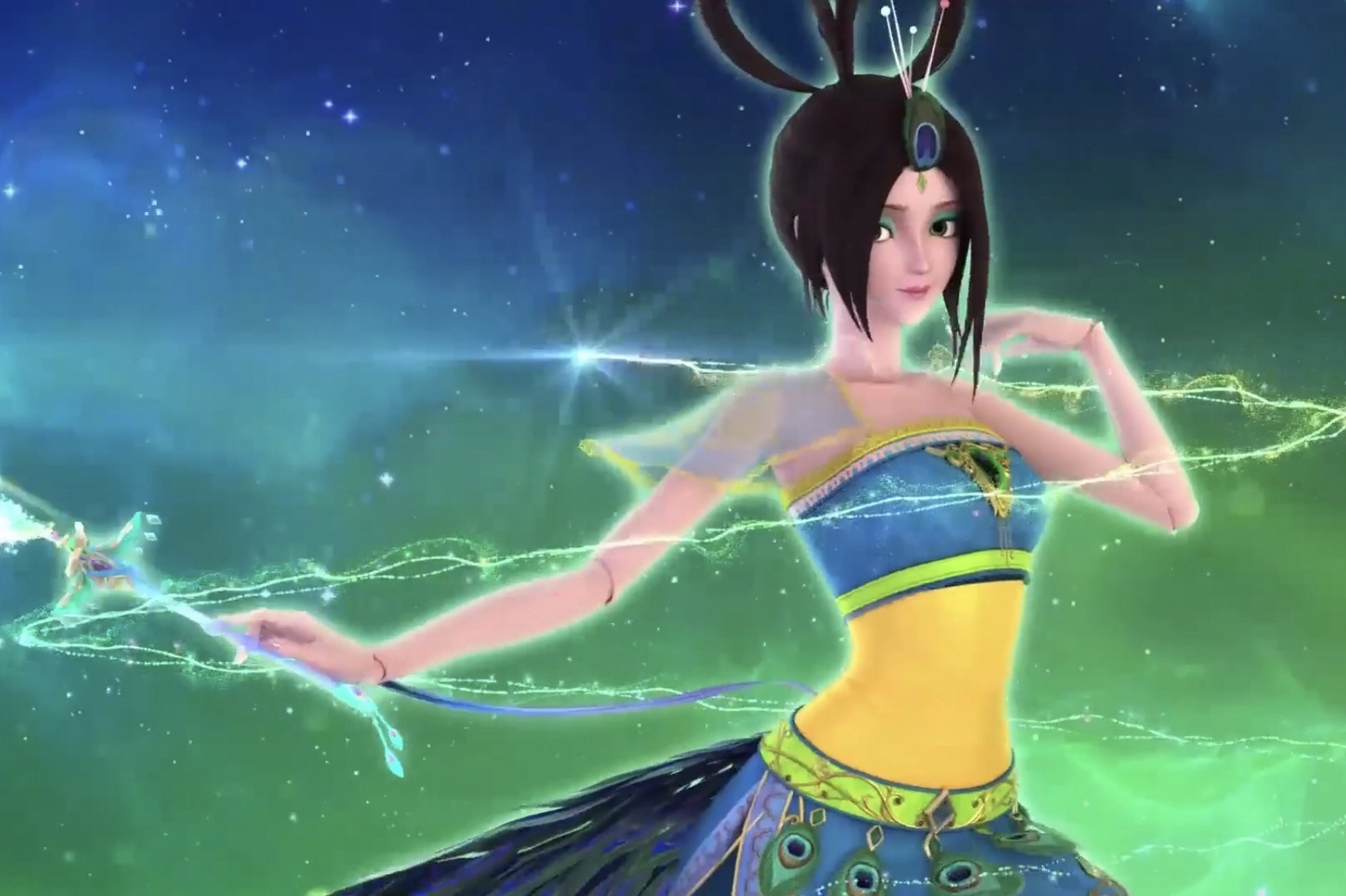 系列中的角色,蓝孔雀是叶罗丽仙境通往人类世界大门的钥匙之一,仙境银