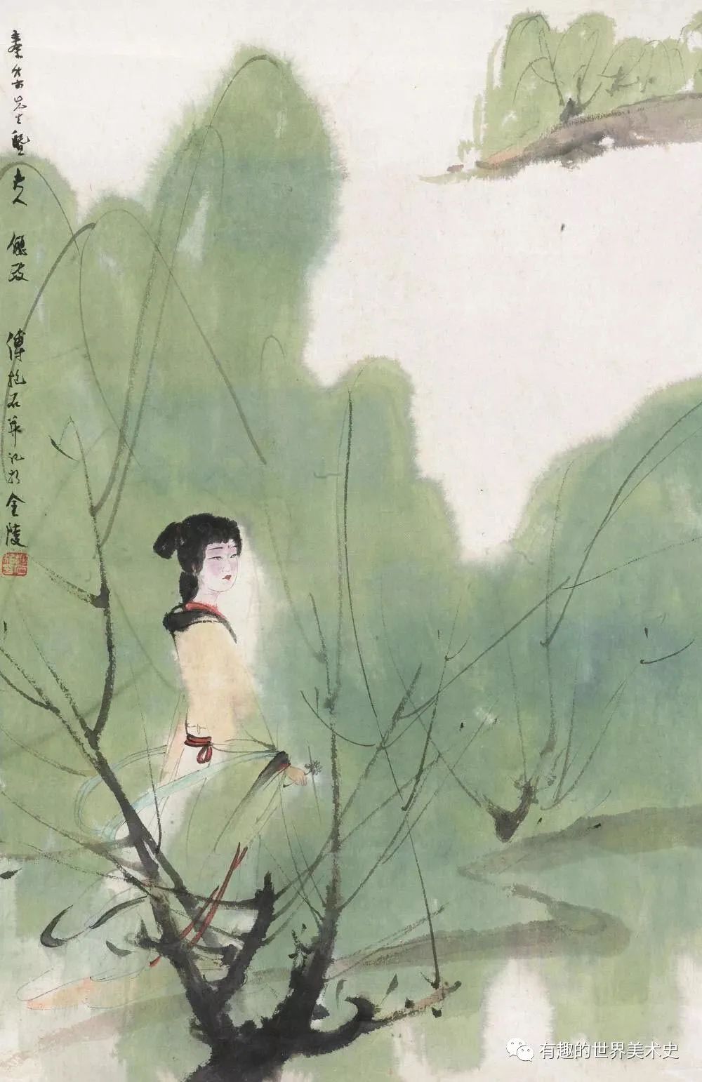 傅抱石笔下的美女，端庄高贵、美艳惊人！_百科TA说