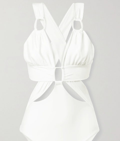 带缀饰挖剪连体泳衣