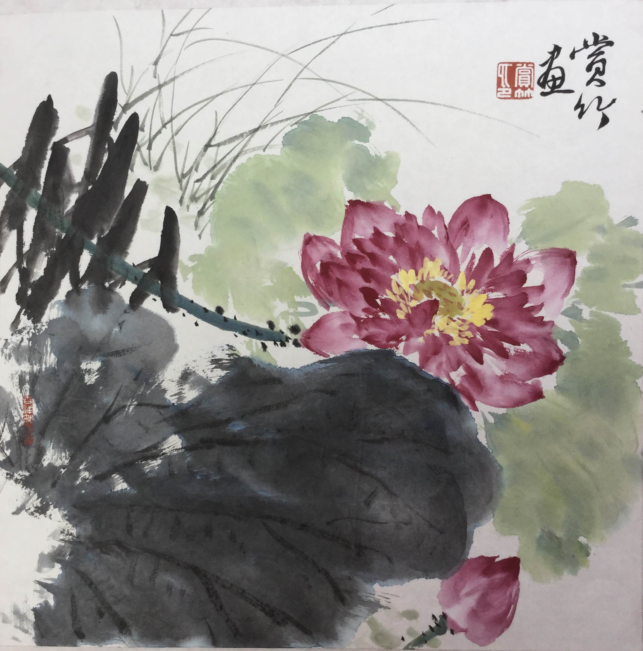  p>赏竹,著名花鸟画家,1948年生,20岁时拜花鸟画大师,中国美术学院