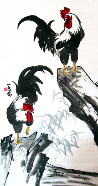 任性情,因趣得神,百鸡千姿,天趣横生,风情万种,被人们称为"王宏画鸡"