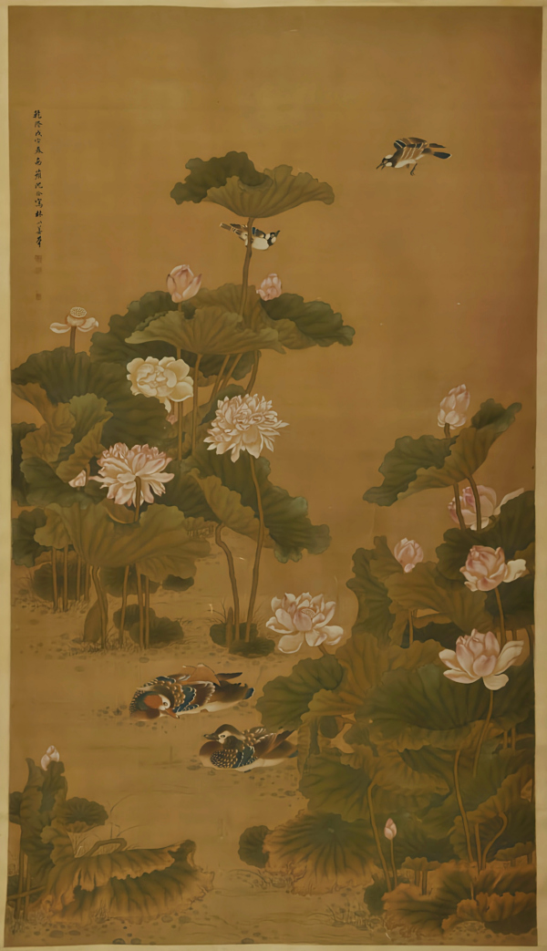 荷花鸳鸯图（清代沈铨创作绢本设色画）_百度百科