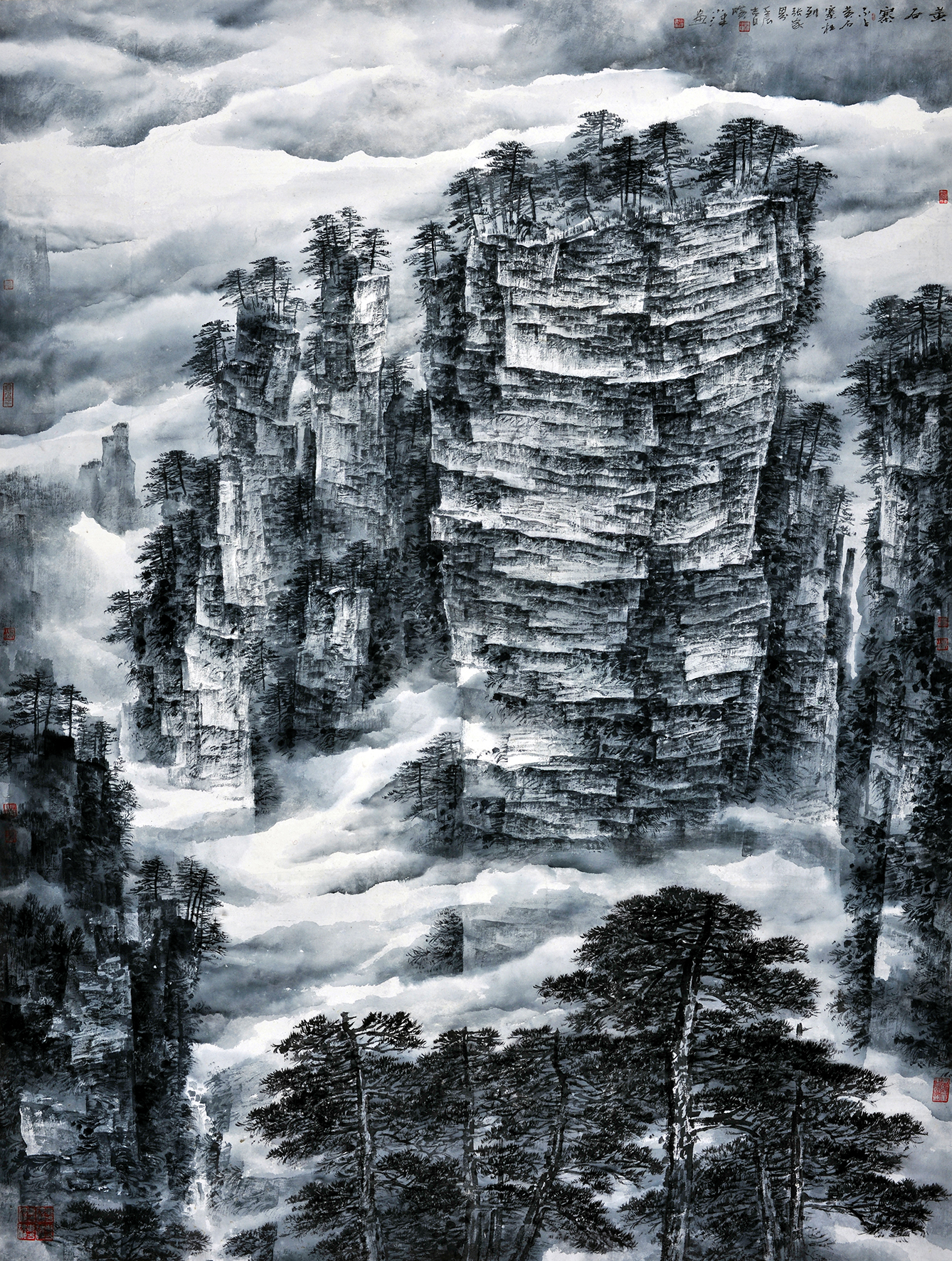 是当代画家旷小津于2012年创作的山水画