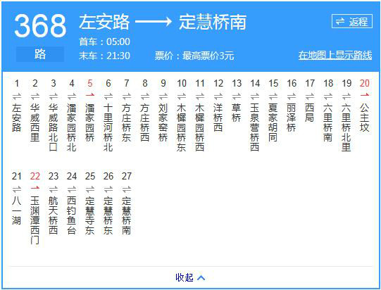  p>北京公交368路(第一代 左安路-定慧桥南),运营于北京市朝阳区,东城