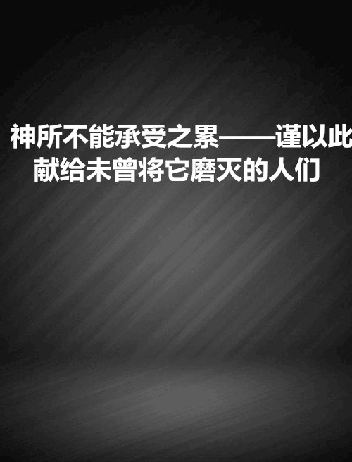 神所不能承受之累——谨以此献给未曾将它磨灭的人们