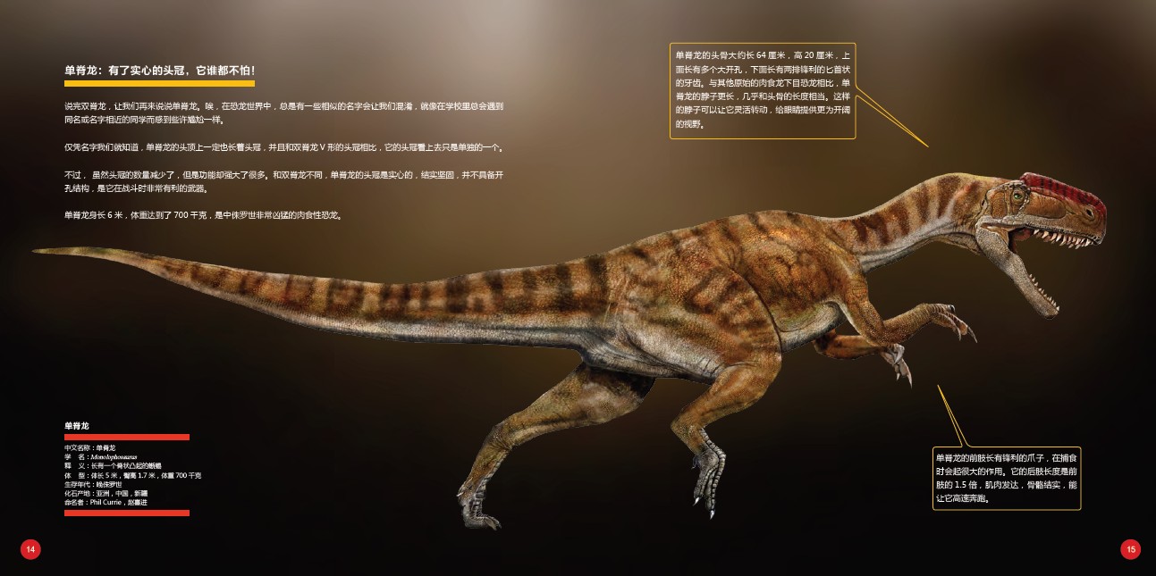 单脊龙(monolophosaurus)
