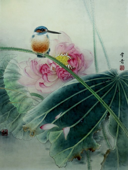 龚雪青,河北省任丘市人,职业画家,别署九墨