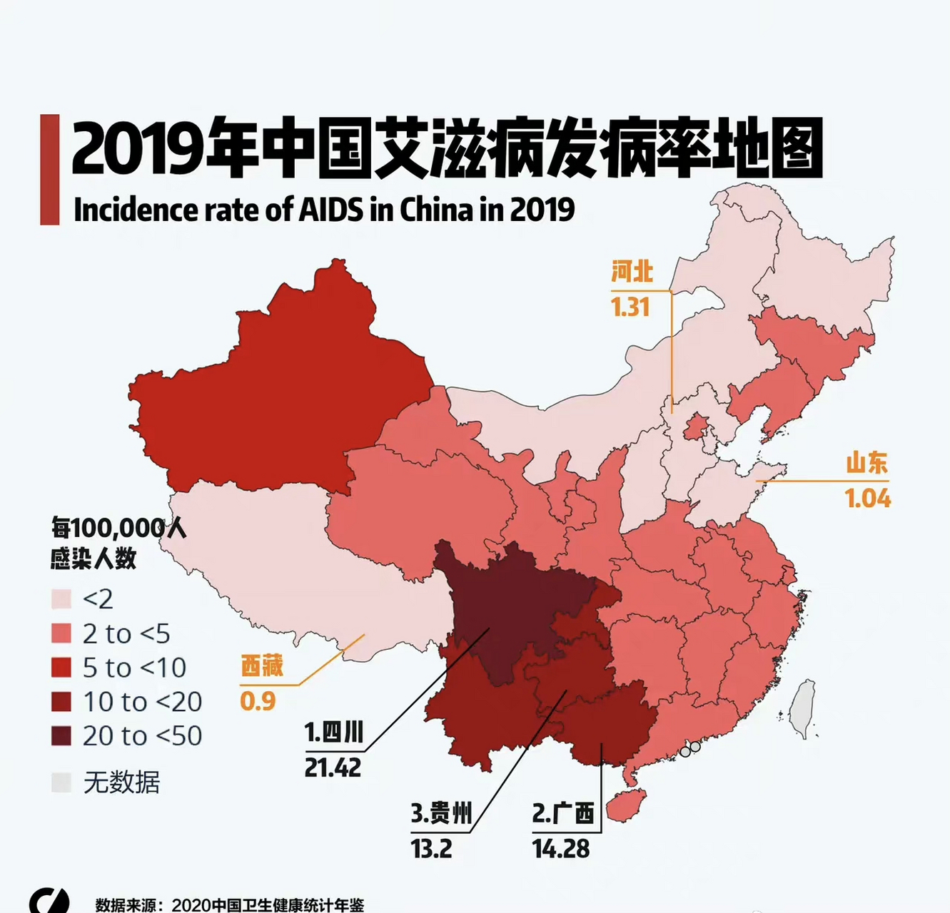 中国艾滋病地图