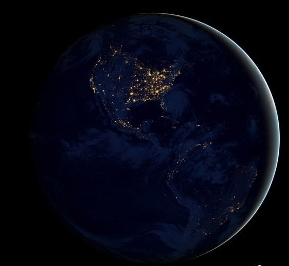 地球夜间灯光分布图