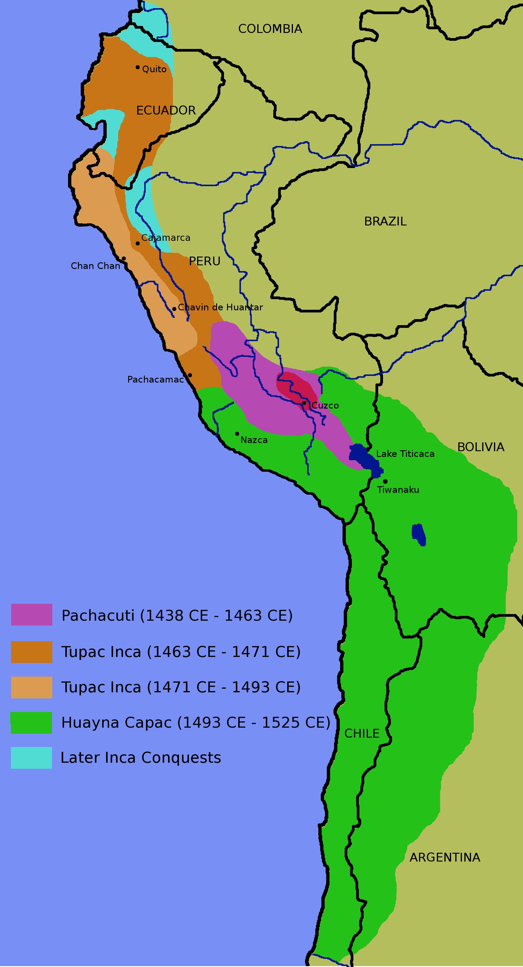  p>印加帝国(西班牙语:imperio inca;英语:inca empire),是11世纪至16