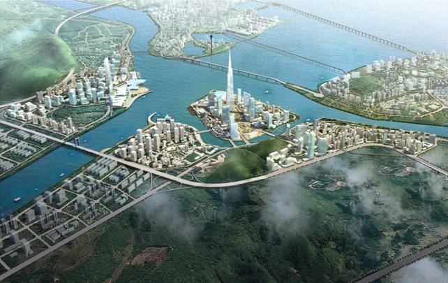  p>珠海十字门商务区在横琴大桥周围.