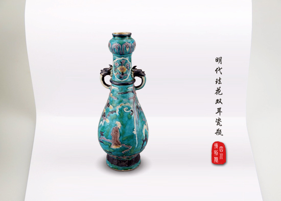 宋時代　官瓷开片　双耳花　中国古美術 陶磁器 貫入 時代物 花瓶 珐花双耳瓷瓶_百度百科