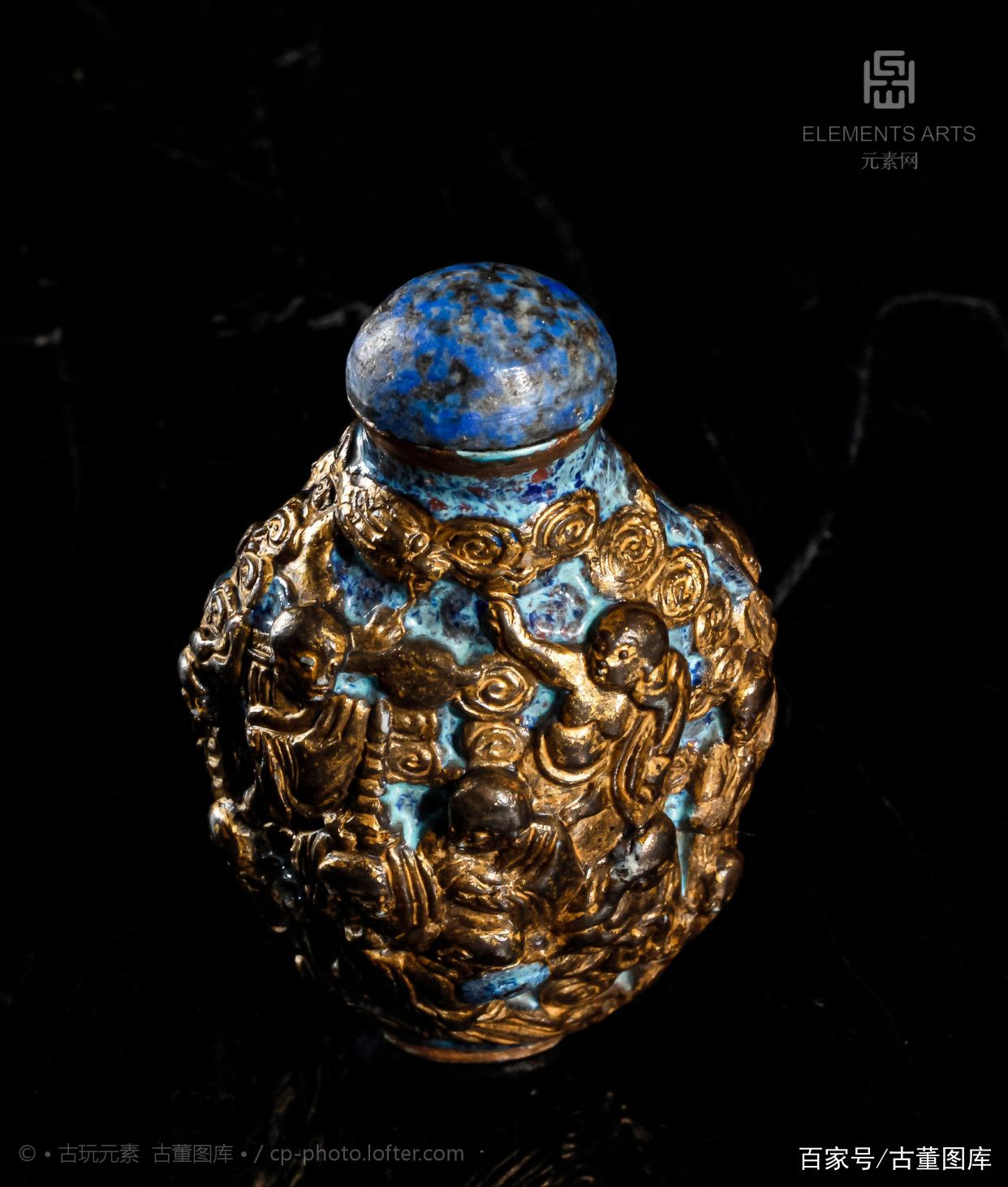 晚清仿古铜釉十八罗汉鼻烟壶_百科TA说