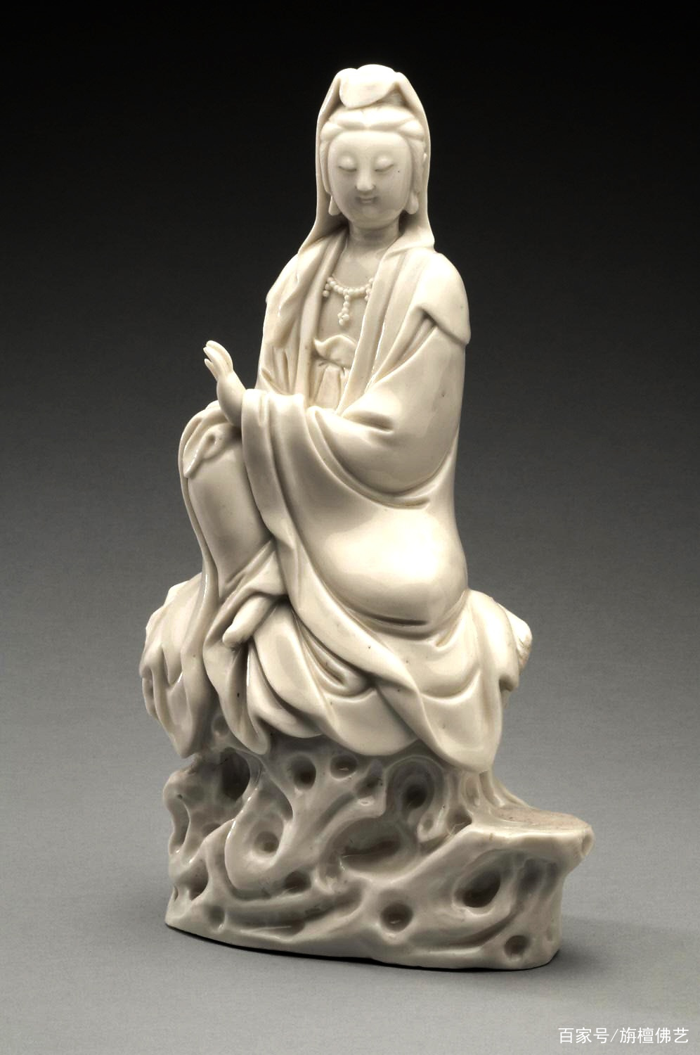 渡海观音。 德化白瓷。 清中期。中国骨董。古美術