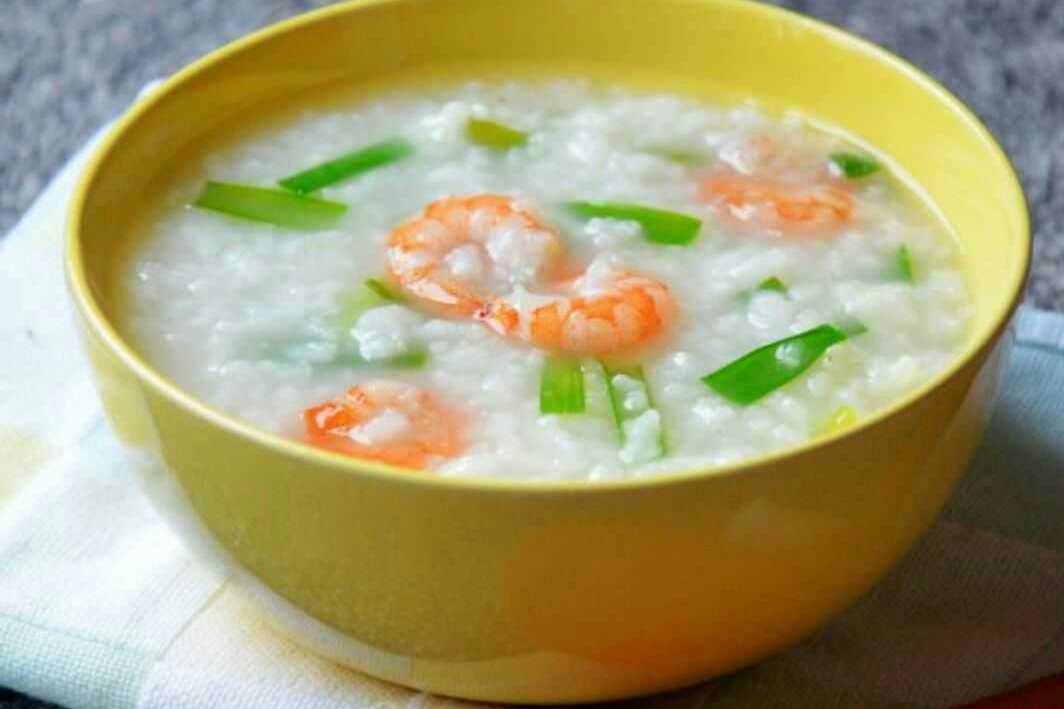 虾仁韭菜粥