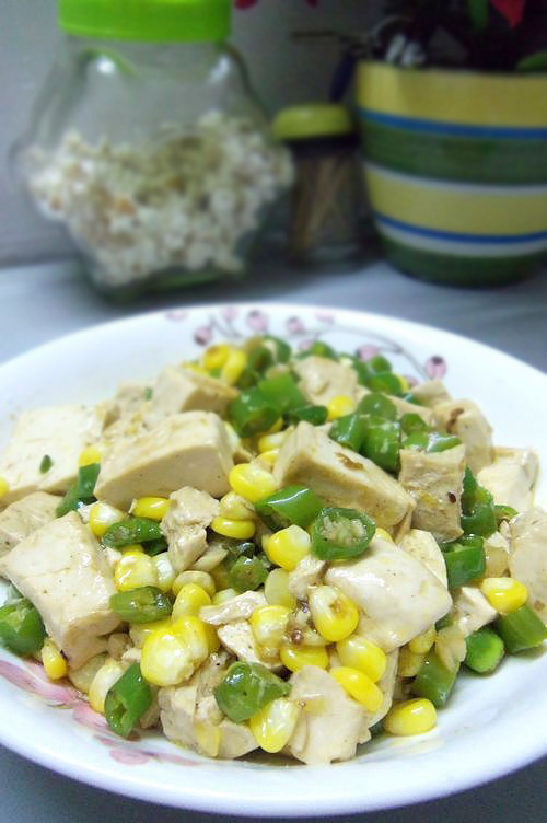 辣椒玉米烧豆腐