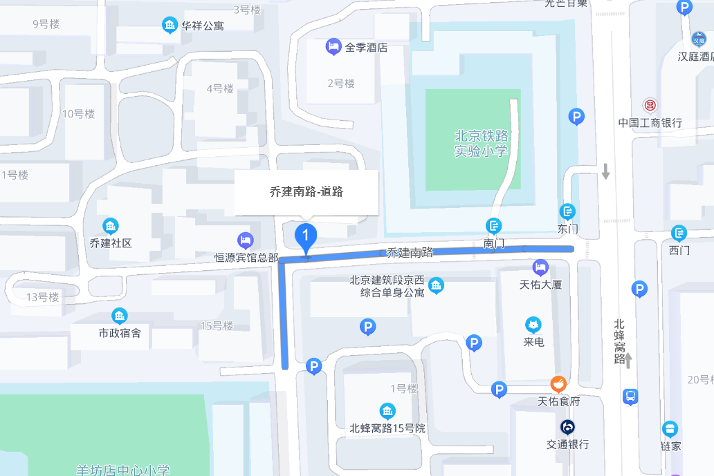  p>乔建南路位于羊坊店街道乔建里附近.