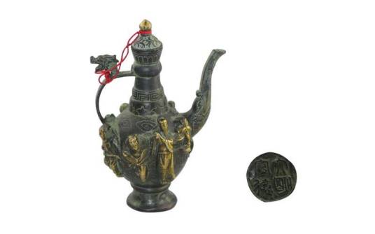 2495 中国骨董　大明宣徳年製銘　銅製　酒壺　時代物 2495 中国骨董 大明宣徳年製銘 銅製 酒壺 時代物 155_1.jpg?v