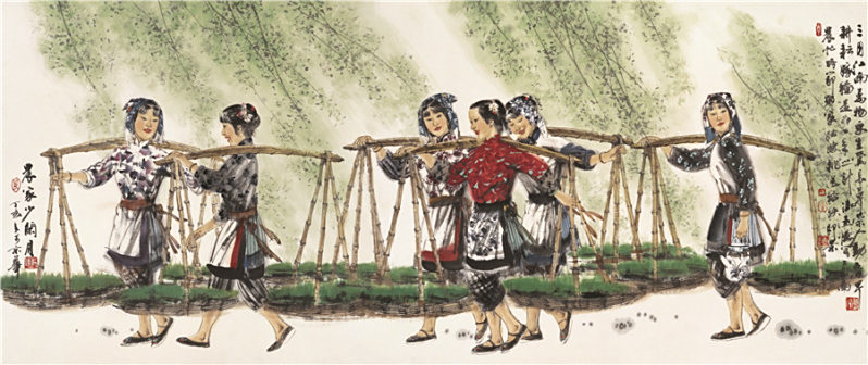 <p>《农家少闲月》70x150cm  2007年