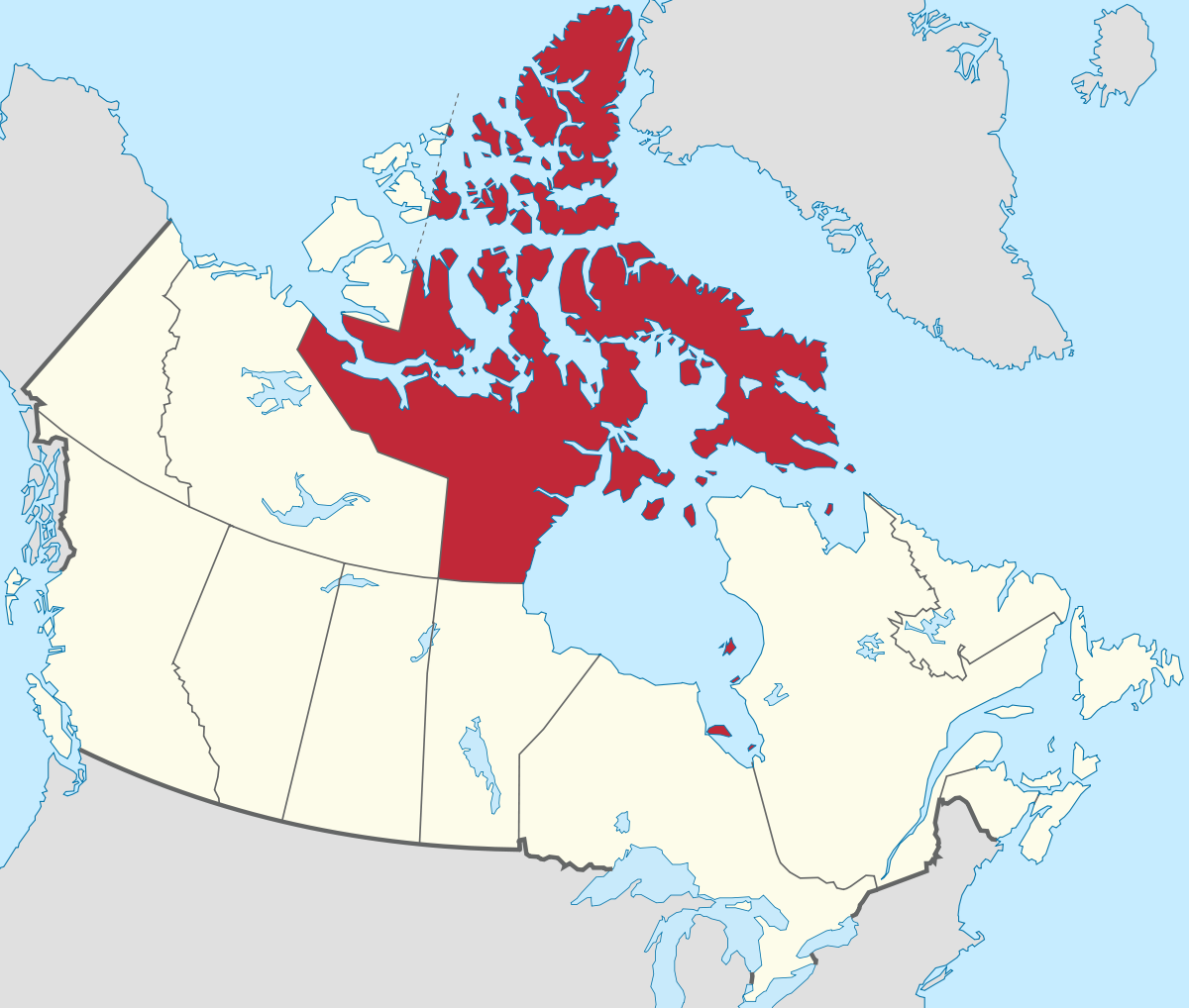  p>努纳武特地区(nunavut),在1999年时由原本西北地区的东部分割而出