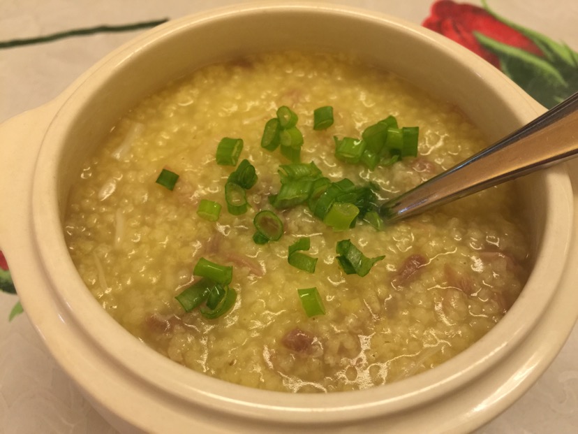 鸡丝干贝小米粥