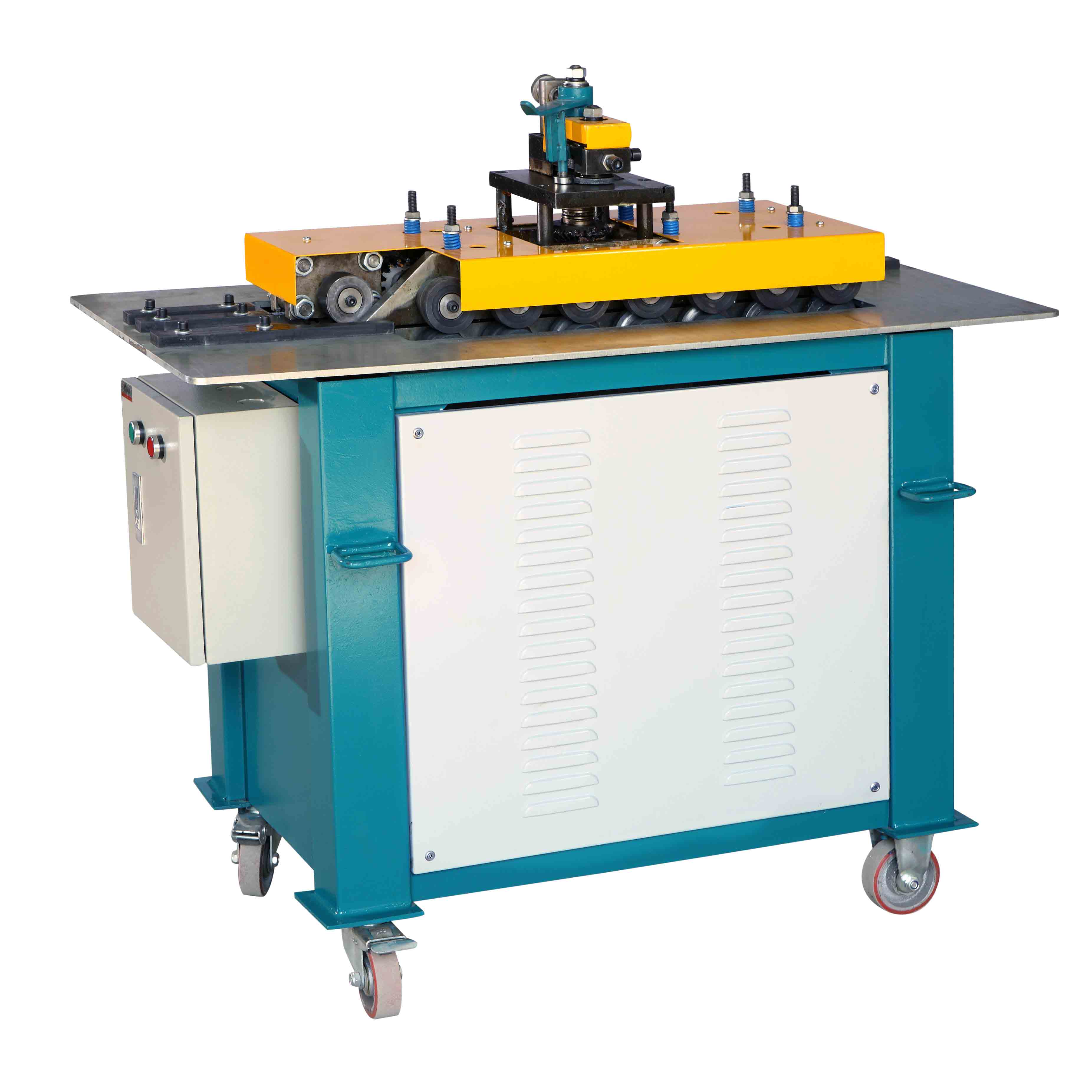 是一种多功能的机种,主要用于金属板材连接和圆风管闭合连接的咬口