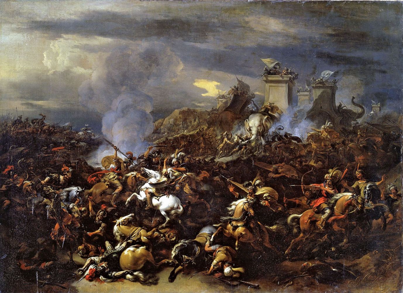 <p>Nicolaes Pietersz油画中的海达斯佩斯河会战
