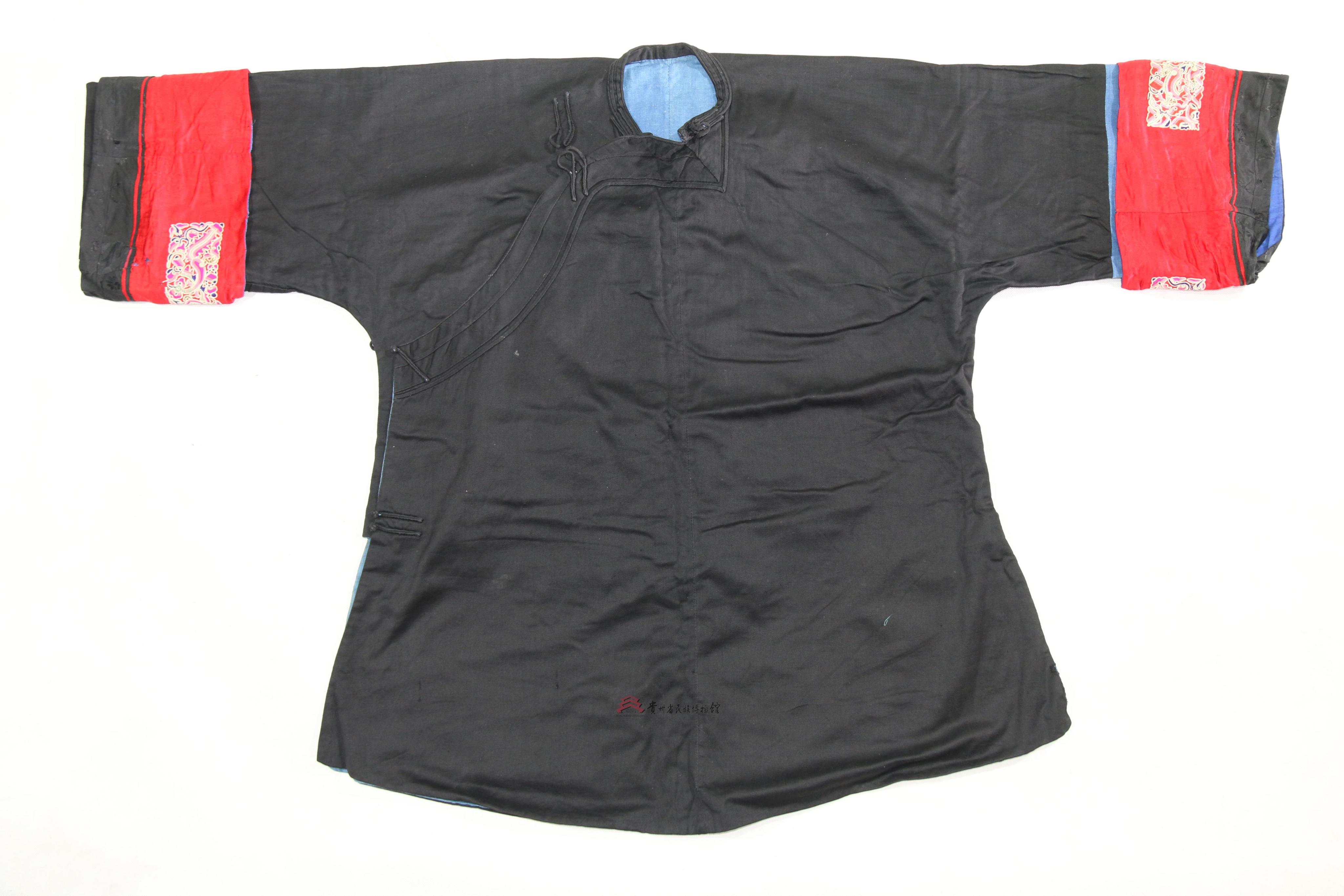 当代湖南道县瑶族黑布右衽活袖大襟衣
