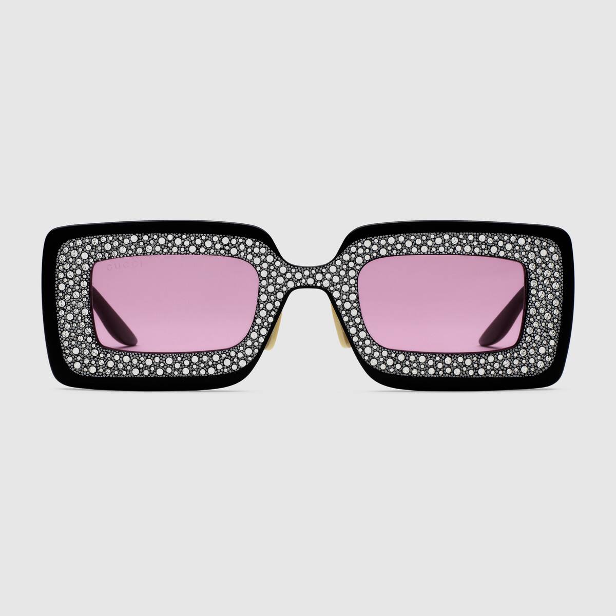 饰水晶长方形镜框太阳眼镜