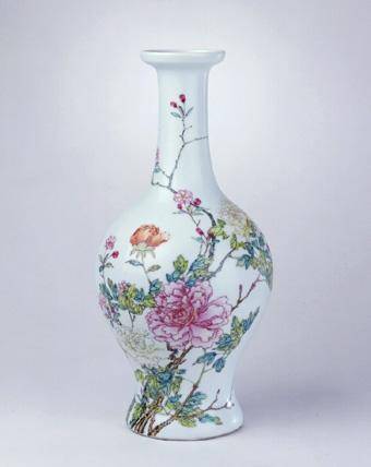 清雍正粉彩牡丹纹盘口瓶_百度百科