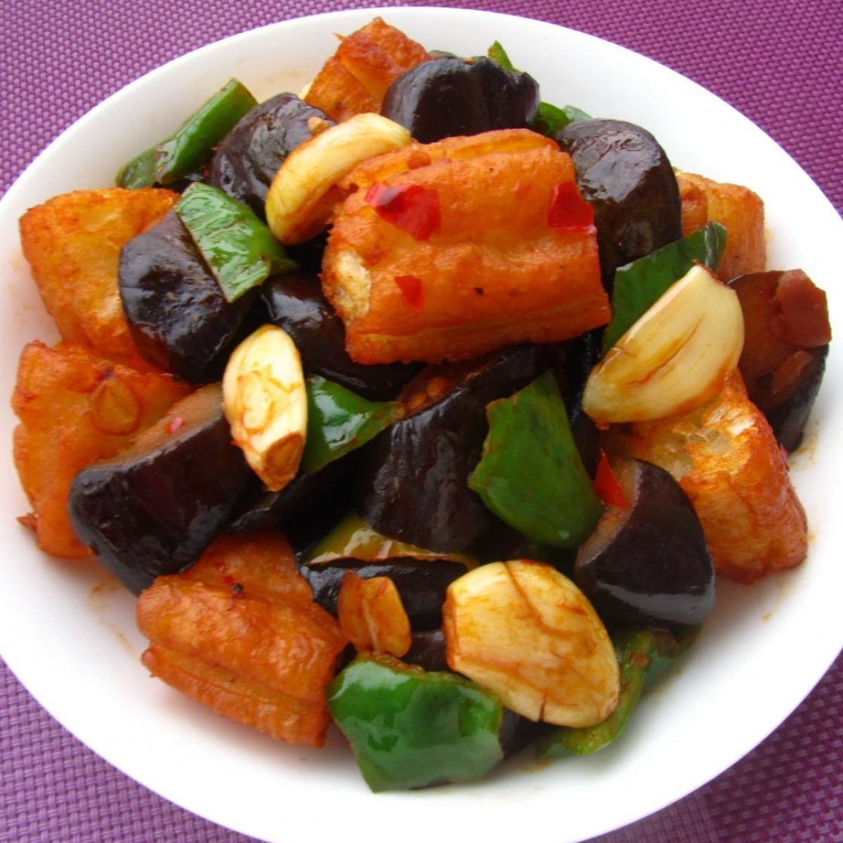 豆瓣茄子炒油条