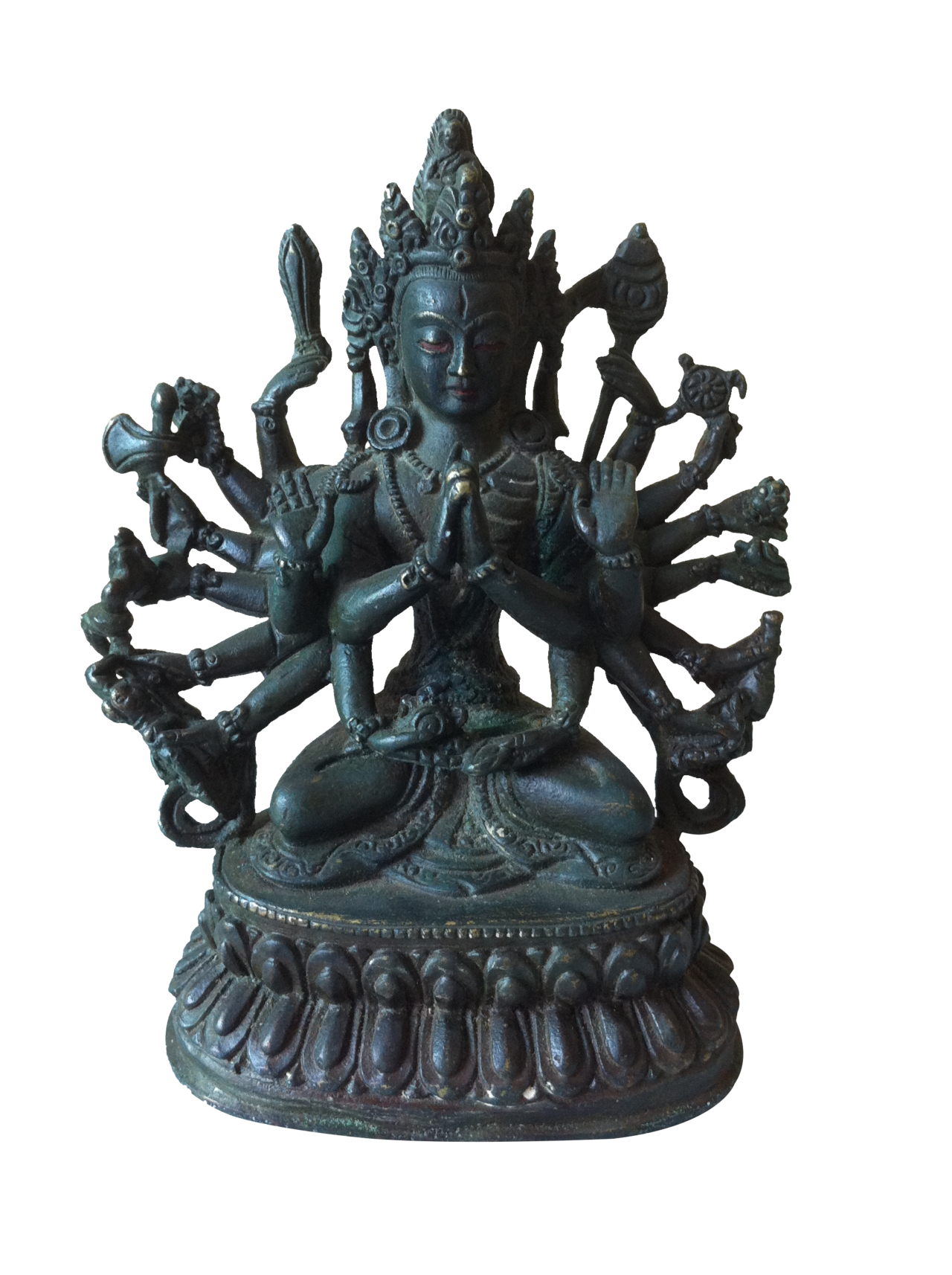 清代铜十八臂观音