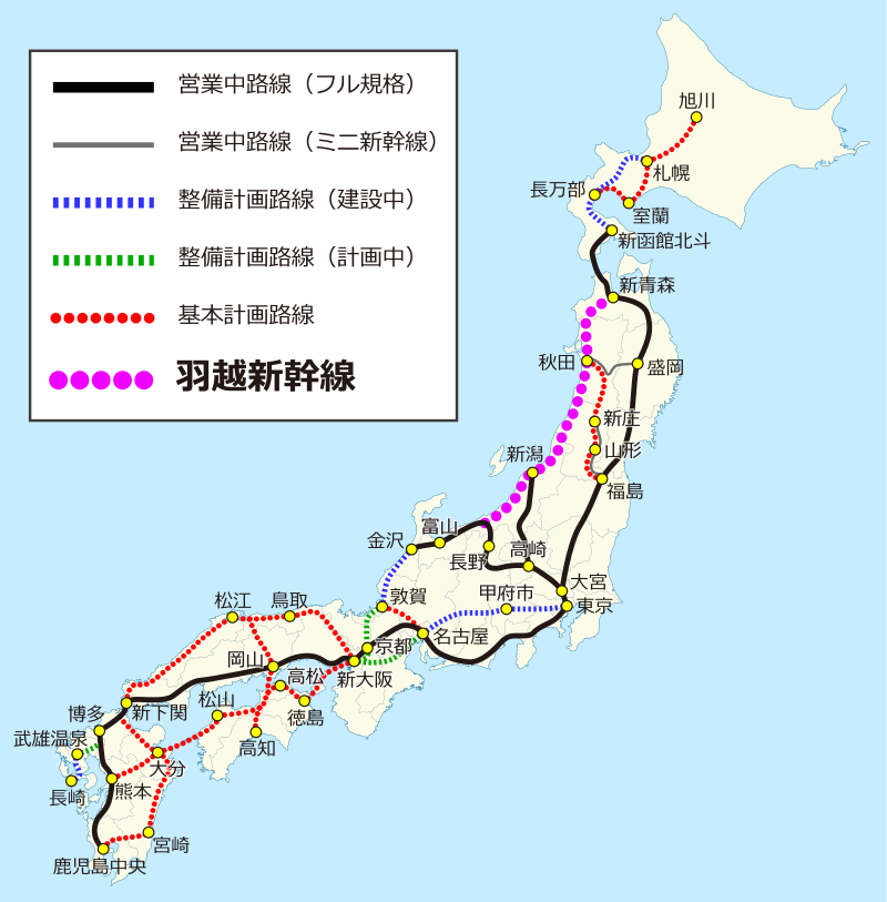  p>羽越新干线是一条起于富山站,途径新潟站,秋田站,终于新青森站的