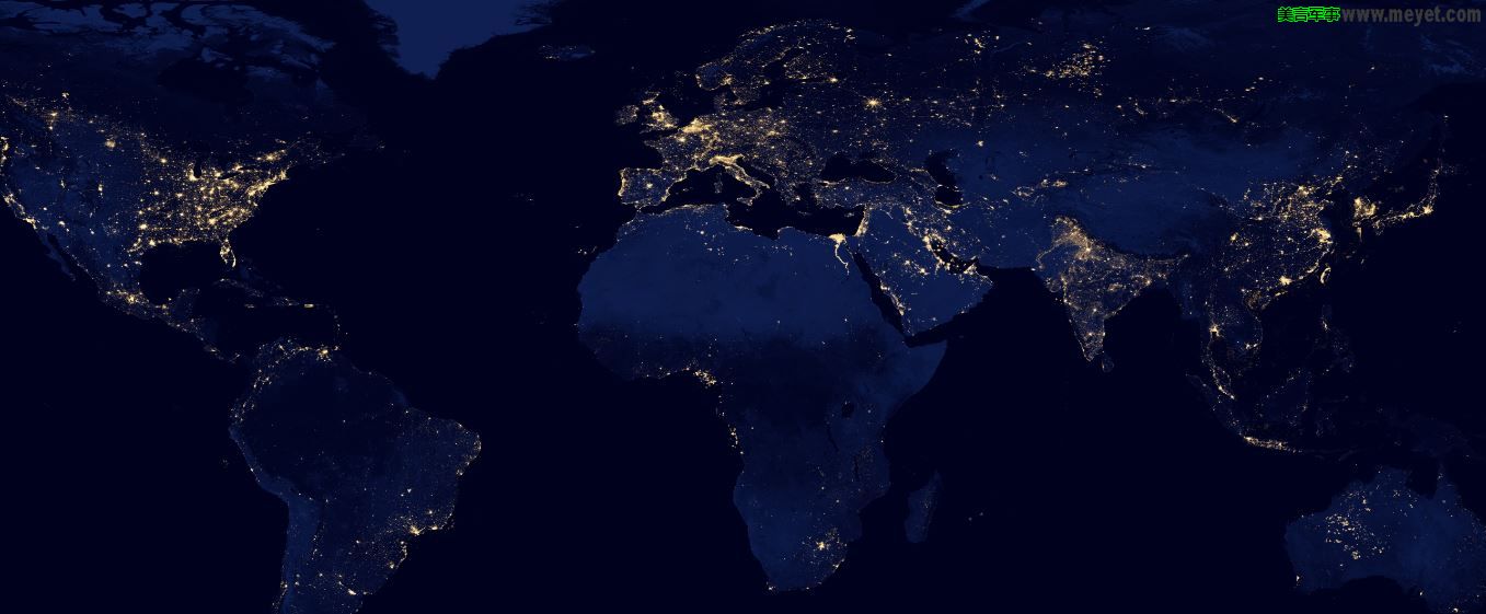 地球夜间灯光分布图