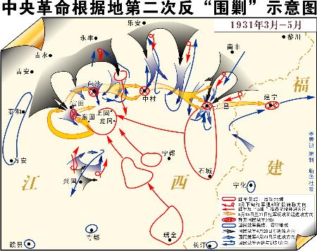土地革命战争时期,中国工农红军在位于江西,湖南交界的井冈山地区反对