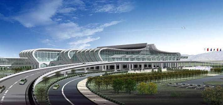 <p>机场航站楼平面示意图