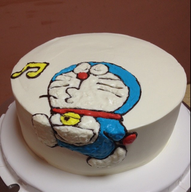 卡通蛋糕蓝胖子