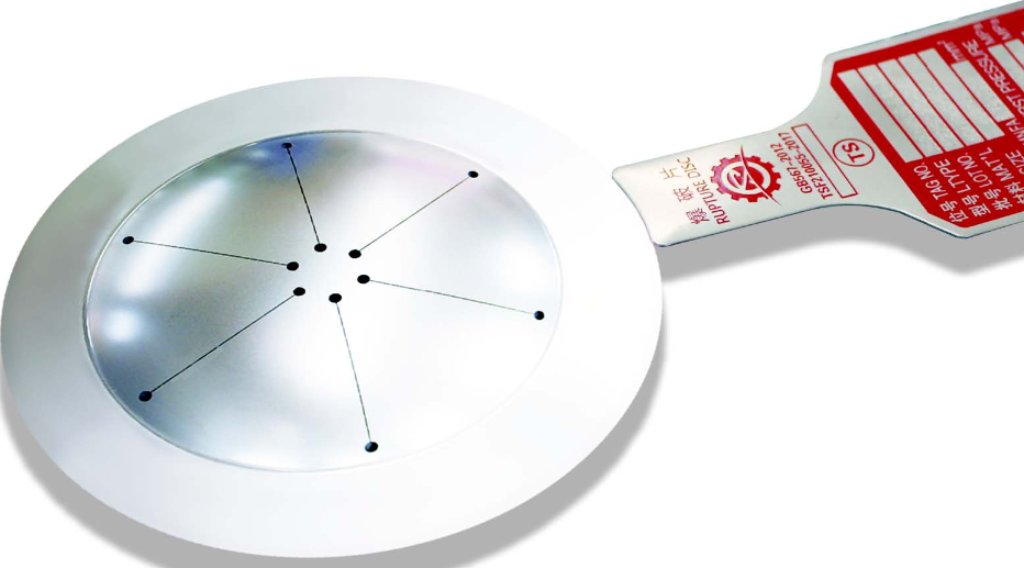  p>正拱形爆破片是指爆破片呈拱形,凹面处于压力系统的高压侧,动作时