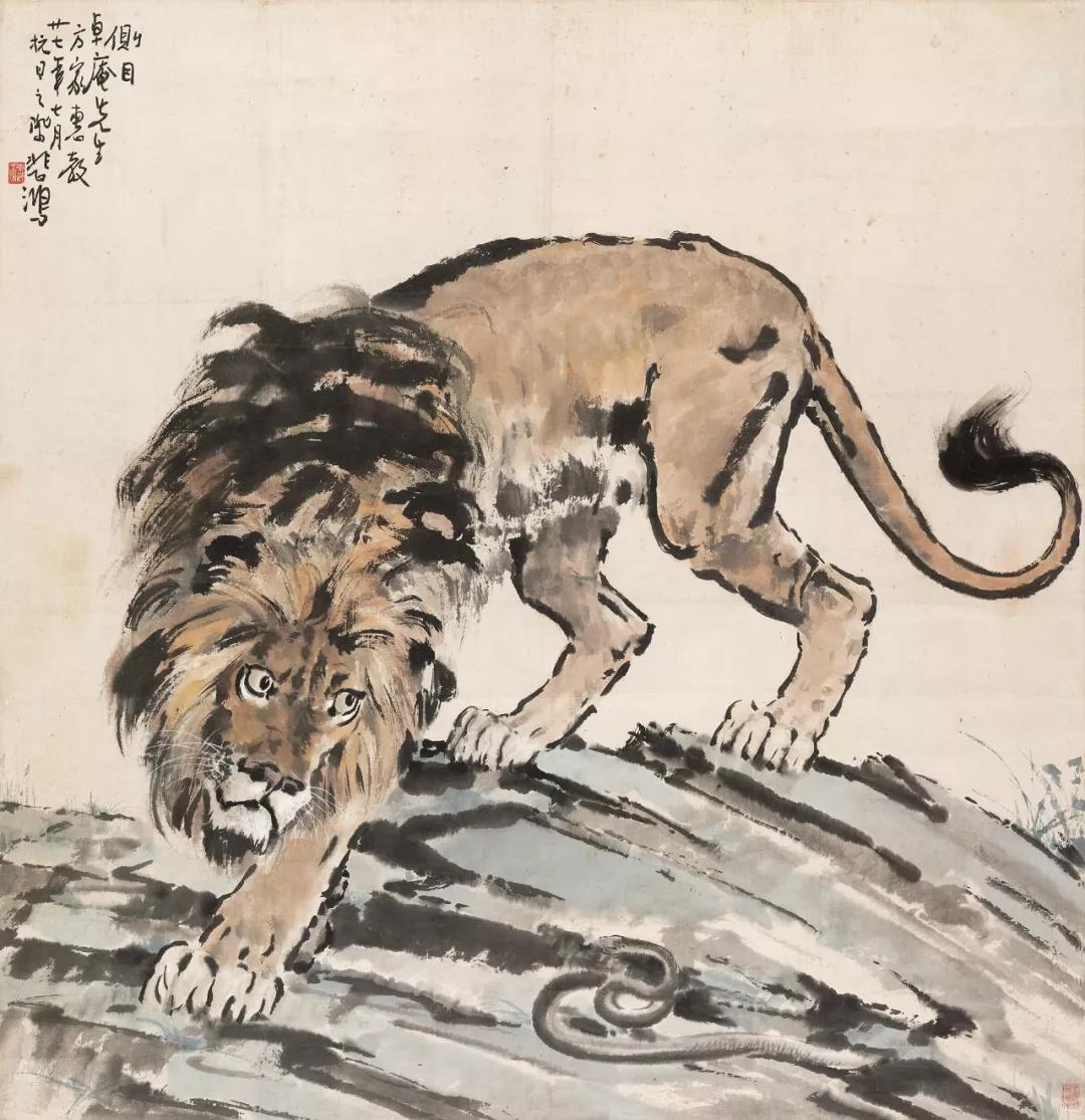 徐悲鸿的时代抒怀《雄狮侧目》现北京保利秋拍_百科TA说