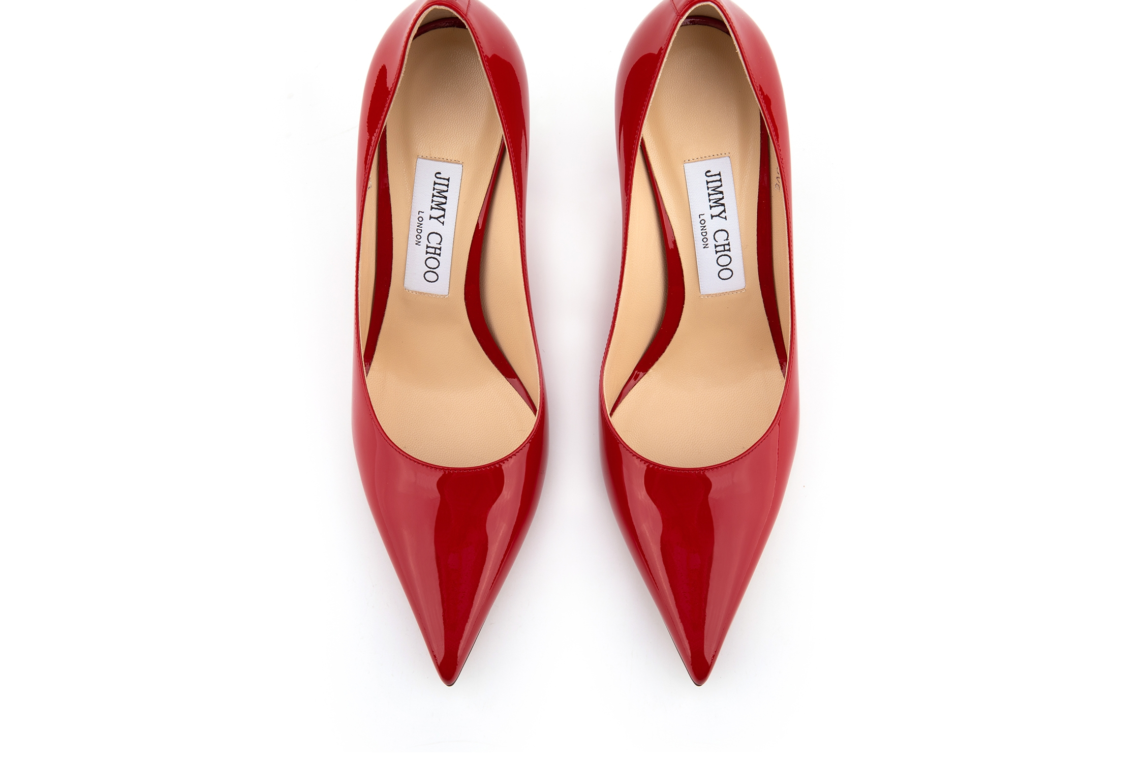 jc 徽章装饰红色漆皮高跟鞋