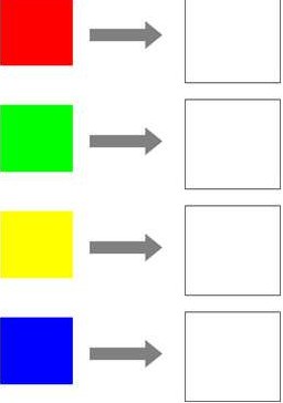  p>心理补色又称为残像补色,它是人眼凝视某一色彩一段时间后,将视线