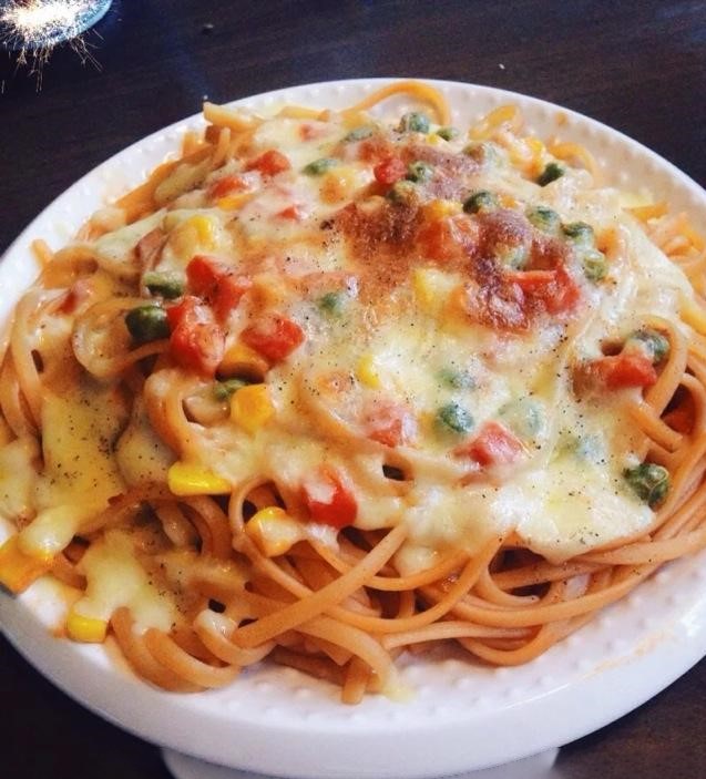 海鲜芝士蔬菜意面