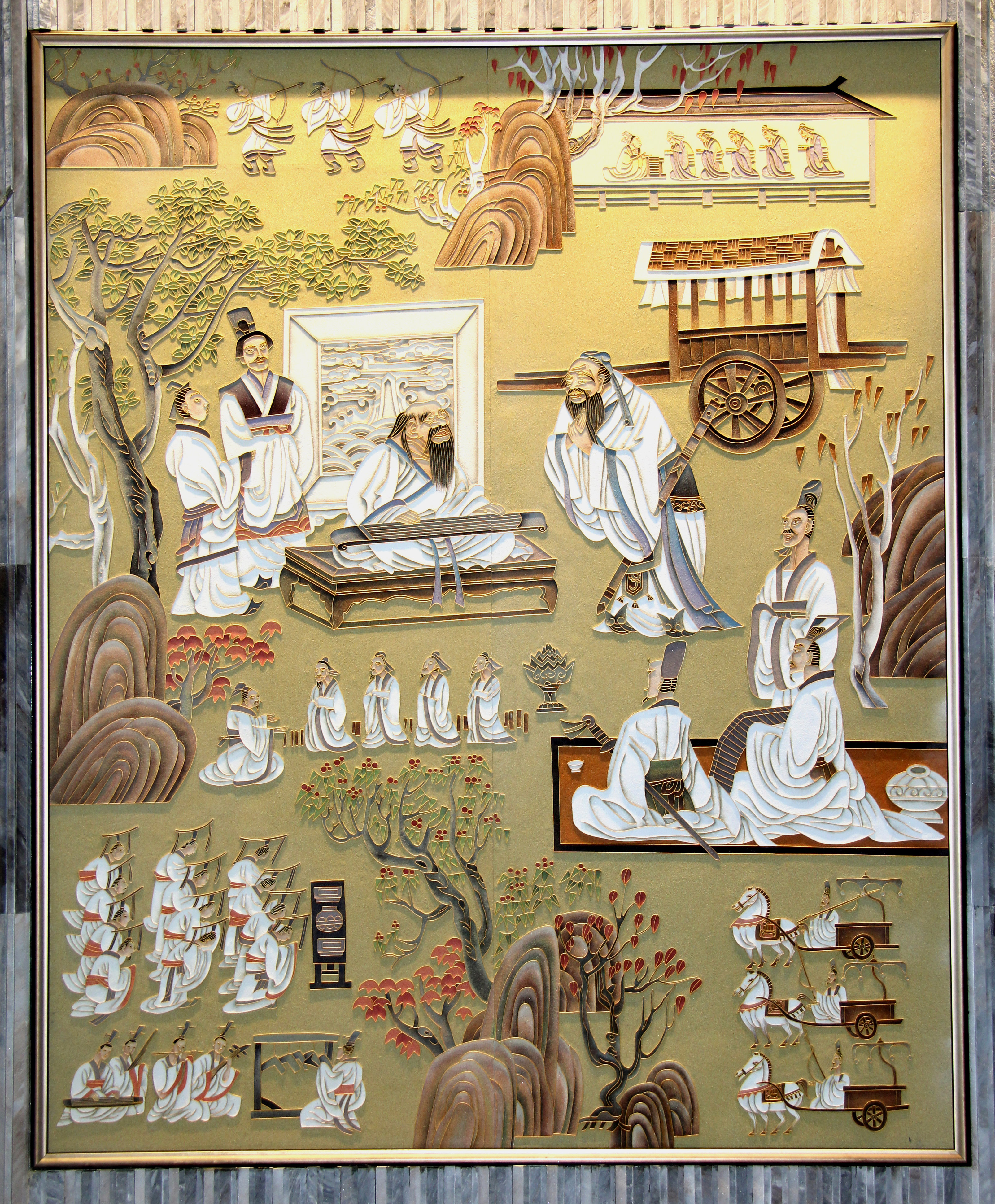 ">姜炳清 /a>于2013年为中建大厦贵宾厅设计的珐琅铂晶壁画作品,表现